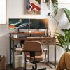 ODK Computer Desk with Drawers, Office Desk with Storage & Shelves, Work Writing Desk with Monitor Stand Shelf, Rustic Brown Home Office Desks fo