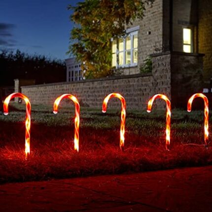 Marco Paul Christmas Candy Cane Light with 30 LED Lights - Pre-Lit Battery Operated Outdoor Ornament Light with Unique 6 Candy Cane Shaped Lights