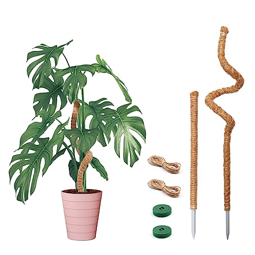 Bendable Moss Pole for Plants Monstera, Bendable Plant Stakes Moss Poles for Potted Indoor Climbing Plants, Handmade Coco Coir Pole Plant Support