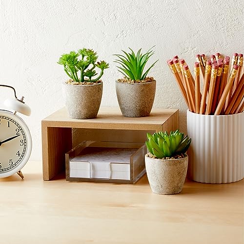 Juvale Artificial Succulents 6 Pack - Cactus Plants with Grey Pots - 4 inch
