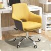 ZXFYHD Desk Chair,Office Chair Computer Chair, Swivel Steel Feet Ergonomic Home Office Chair Easy To Clean Leather Staff Chair
