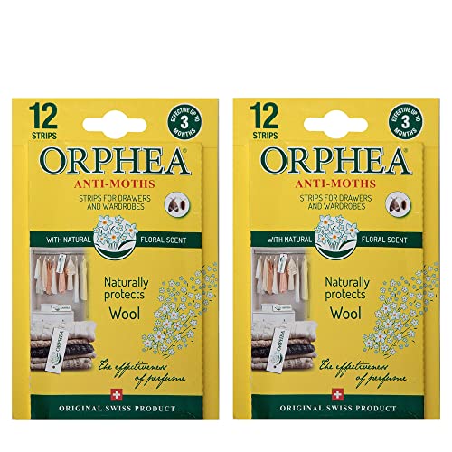 Orphea Anti Moth Strips - Floral Scented Moth Repellent for Wardrobes Drawers Shelves - Wardrobe Fresheners for Wool - Moth Paper Strips for Clot