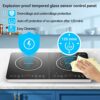 Aobosi Double Induction Hob,Induction Hobs with Slim Black Crystal Panel Body, Independent Control,Induction Cooker with 10 Temperature Setting,4