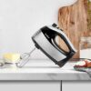 VonShef Hand Mixer Electric Whisk – Food Mixer for Baking with 5 Speeds, 400W, 2 Stainless Steel Beaters, 2 Dough Hooks & Balloon Whisk, Easy Cle