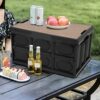 Alomejor 30L Foldable storage box,Multifunctional Car folding box Waterproof Storage Box with Wooden Panel for Outdoor(Black) Camping storage