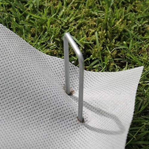 MySit 50x 6-Inch Galvanized Ground Garden Staples Stakes Pins, Lawn Landscape Staples Weed Fabric Staple, Heavy-Duty 11 Gauge Anti-Rust Steel Sod