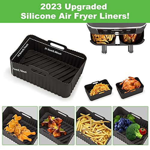 Silicone Air Fryer Liner, 7PCS Air Fryer Accessories for Ninja Dual AF400UK &Tower T17088&AF300UK, 8.46inch Reusable Air Fryer Liners & Gloves &