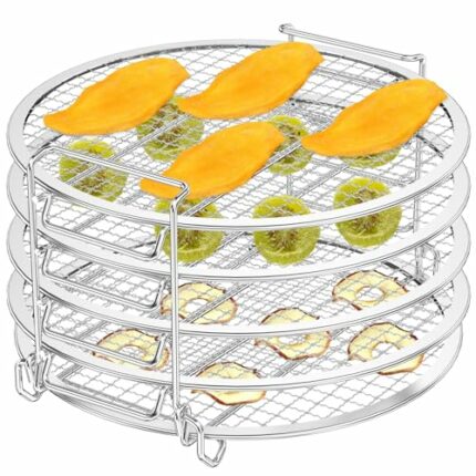Air Fryer Rack Compatible with Ninja Foodi 8Qt Stainless Steel 8.5inch Dehydrator Stand 5 Layers Stackable Dehydrating Rack Grill for Air Fryer O