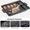 1PC Grill Plate 14.57x10.24 Inch BBQ Grill Rack Grill Non-Stick Cast Iron Griddle Plate Attachment with Handle for Camping Gas Stove, Electric Ho