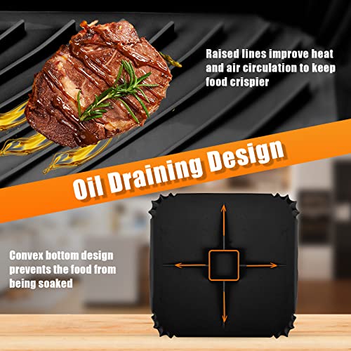 Air Fryer Liners – Durable Air Fryer Silicone Liners – Air Fryer Liners Square with Practical Handles – Dishwasher and Oven Friendly Silicone Air