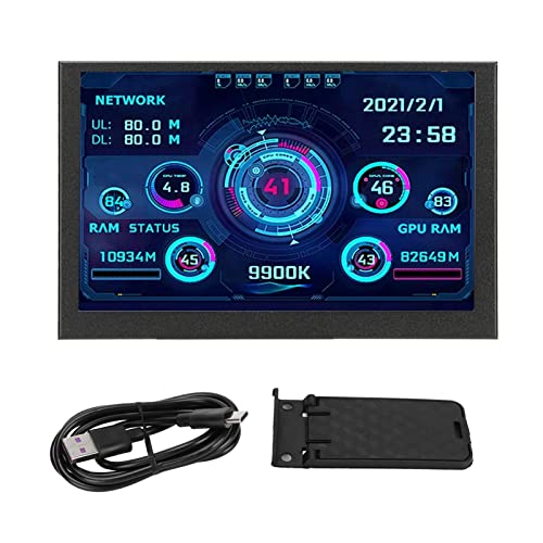 Bewinner 5in PC CPU Monitor Computer Temperature, 800x480 EDIY IPS USB Mini Screen TYPE C for AIDA64 Temperature Display PC CPU GPU RAM Data Moni