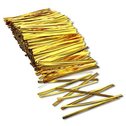 1000PCS Metallic Twist Ties Gold Twist Ties For Treat Bags Reusable Plastic Bread Twist Ties Bread Twisty-Ties For Candy Coffee Goodie Bags Snack