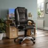 Vida Designs Charlton Executive Office Computer Chair, Black, Gaming Adjustable Swivel PU Faux-Leather