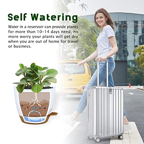 Warmplus 25cm Self-Watering Plant Pots Indoor, 2 Pack Large Plastic Plant Pots with Deep Reservior and High Drainage Holes for Indoor Outdoor Pla