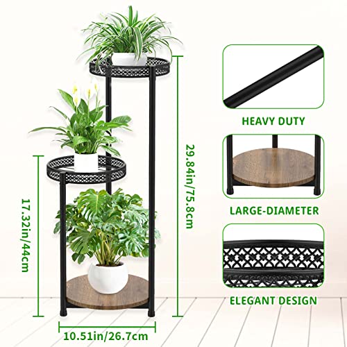 KAZITOO 3 Tier Metal Plant Stand Pot Stand Indoor Outdoor, 76cm Corner Plant Holder Plant Shelf for Flower Pots, Modern Plant Holder Display Rack