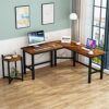 JFJL Reversible L Shaped Desk Sturdy L Shaped Gaming Desk with Large Desktop, L Desk for Gaming & Home Office, Space Saving Corner Desk Easy To A