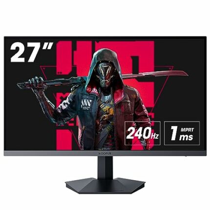 KOORUI 27 Inch Full HD Gaming Monitor 240hz, 1ms, DCI-P3 90% Color Space, FreeSync G-Sync Compatible, (1920 x 1080, HDMI, DisplayPort)