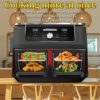 2 Pcs Air Fryer Rack for Ninja Dual Zone, Air Fryer Accessories, Stainless Steel Grill Rack with Skewers, Oil Brush Compatible with Ninja AF300UK