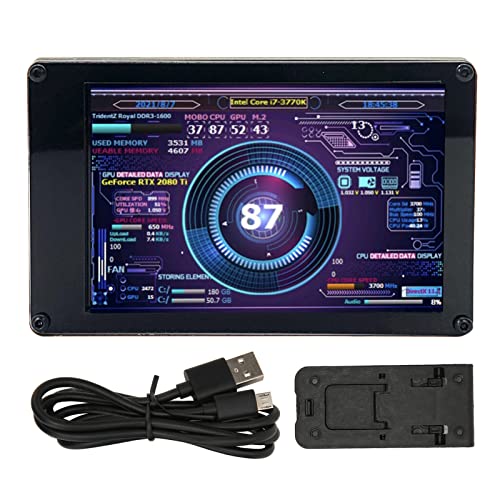 Pilipane Computer Temp Monitor, 3.5 Inch Ips Usb Mini Screen, Cpu Ram Hdd Data Monitor Computer Temperature Display Type-C Sub Screen,