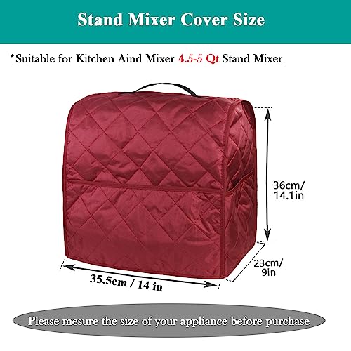 Stand Mixer Cover for Kitchen Aid Mixer, Wine Red Dust Cover Compatible with 4.5-5 Quart Stand Mixer, Kitchen Aid Mixers Accessories and Attachme