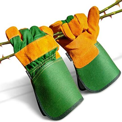 DIY Doctor - 1x Pair Unisex Leather Heavy Duty Gardening Gloves for Men and Women - Leather Work Gloves - Large Warm Thorn Proof Garden Gloves fo