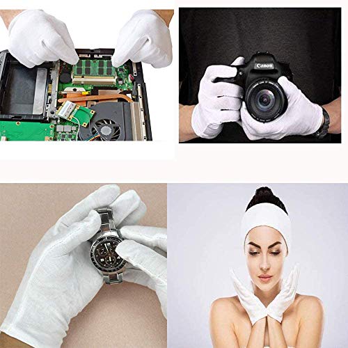 24 Pcs White Gloves, ANDSTON 12 Pairs Soft Cotton Gloves, Coin Jewelry Silver Inspection Gloves, Stretchable Lining Glove, Medium Size