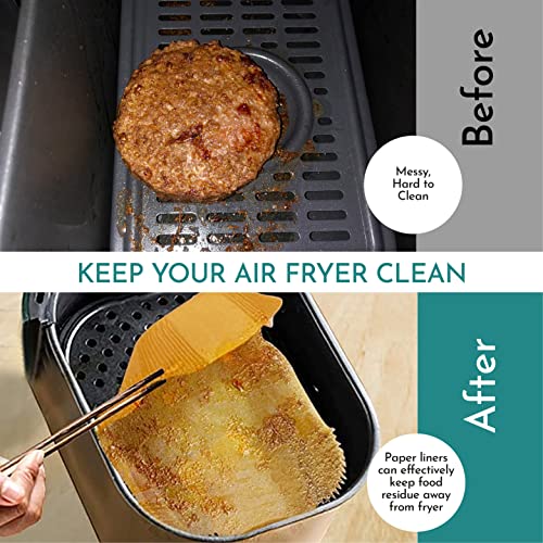 Santiago Design® | 100pcs Air Fryer Liners for Ninja Dual Air Fryer | Premium Disposable Air Fryer Parchment Paper Liners, Oil-Proof, Compatible