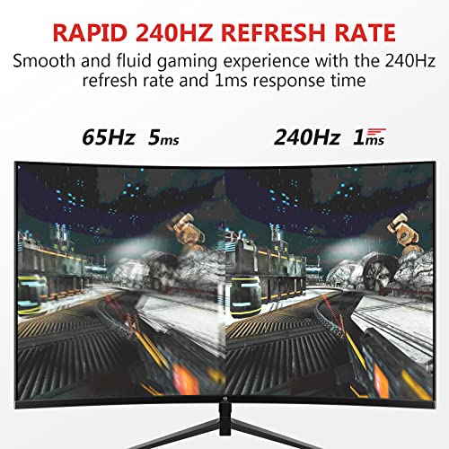 Z-Edge 27 Inch Curved Gaming Monitor 240Hz 1ms MPRT Full HD 16:9 Curved Screen 350cd/m² Brightness, Ultra-Thin Bezel, FreeSync, HDMI 2.0 & Displa