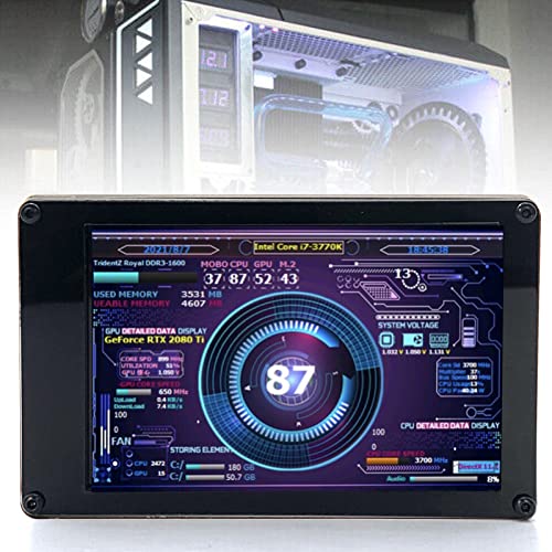 Pilipane Computer Temp Monitor, 3.5 Inch Ips Usb Mini Screen, Cpu Ram Hdd Data Monitor Computer Temperature Display Type-C Sub Screen,