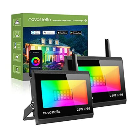 NOVOSTELLA 25W LED RGB Flood Lights, Smart WiFi Outdoor Dimmable Color Changing IP66 Waterproof Stage Light, Voice Control via Alexa, Multicolor