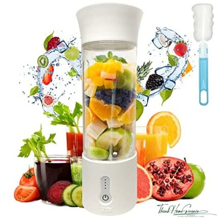 ThinkHomeEssence's Multi-functional Portable Blender for smoothies, shakes, and juices. A Rechargeable Personal Blender.(WHITE)