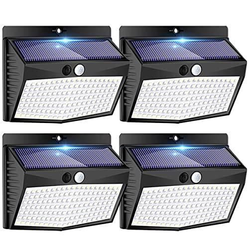 4 Packs Solar Security Lights Outdoor Motion Sensor, 138 LED Solar Fence Lights With 3 Modes, IP65 Waterproof Solar Lights Outdoor, Solar Wall Li