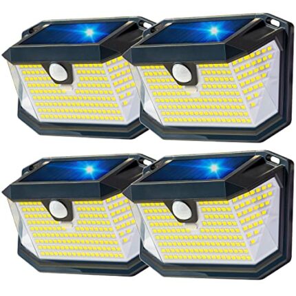 LEIORIO Solar Lights Outdoor, Solar Security Lights Outdoor Motion Sensor 202 LED 3 Modes 270° Wide Angle Solar Garden Lights IP65 Waterproof Sol