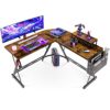 Casaottima L Shaped Desk, 51" Gaming Desk, Computer Desk, L Desk, Home Office Desk with Round Corner with Large Monitor Stand Workstation,Black