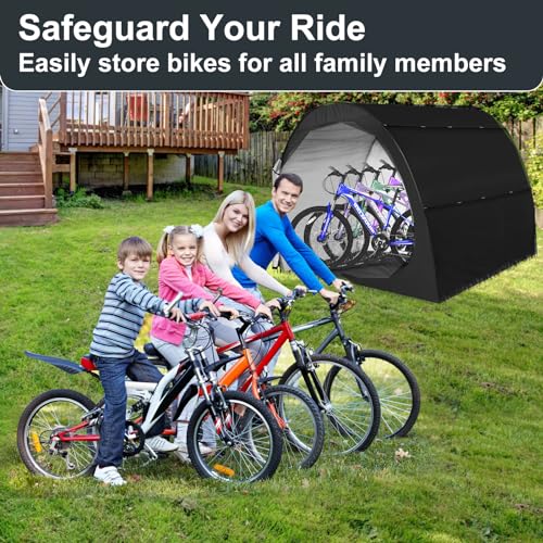 H&ZT Oversized Bike Storage Tent - 63" Depth Storage for Over 4 Bikes Waterproof Anti-uv Outdoor Bicycle Cover, Lawn Mower Garden Tools Shed, Bac