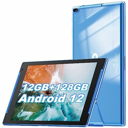 10.1 inch Tablet, Android 12 Tablets 10 inch with Stand, 12GB RAM,128GB ROM, Expand to 512GB,HD IPS Screen, 2.0MP Front+8.0MP Rear Camera, Wi-Fi,