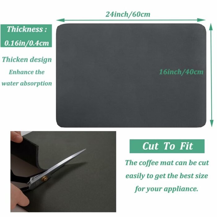 Acidea Coffee Maker Mat for Countertop, 16"x24" Hide Stain Anti-Slip Rubber Backed Absorbent Dish Drying Mat for Coffee Bar Accessories Fit Coffe