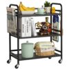 HDANI 3 Tier Rolling Cart,Heavy Duty Multifunctional Metal Frame-Supports 40 Lbs Per Tier,Rolling Cart with 2 Lockable Wheels for Office,Home,Bed
