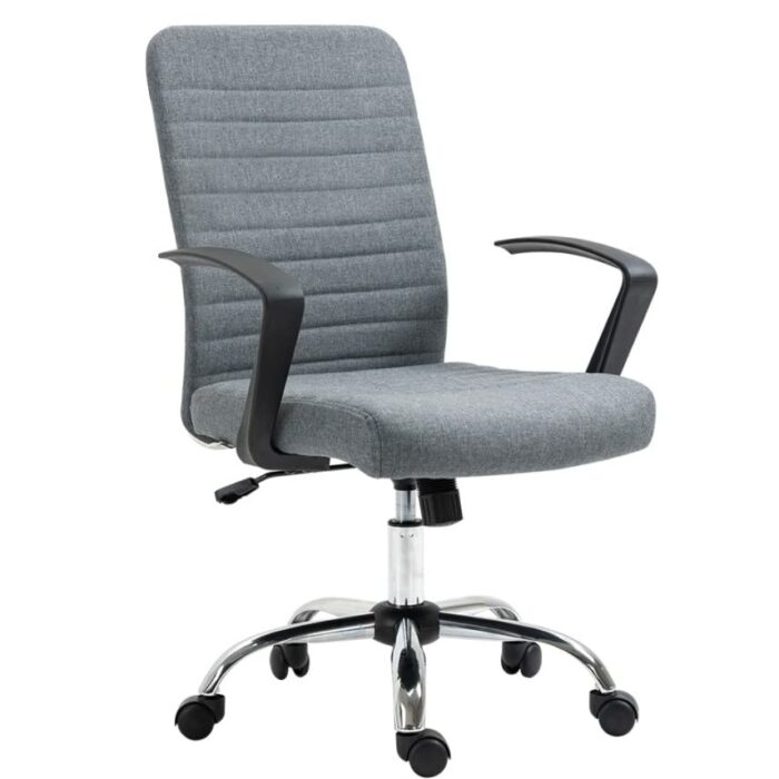 Ygqbgy Home Office Chair, Gray Office Chair, Comfortable Upholstered Computer Chair, Adjustable Height Swivel Chair, Home Office Furniture