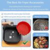 2Pcs Air Fryer Liner Red Reusable Silicone Air Fryer Pot Heat Resistant Air Fryer Non-Stick Silicone Basket 7.9inch Round Baking Pan Air Fryer Ac