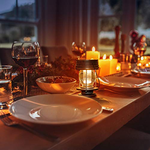 pearlstar Solar Lantern - Hanging Solar Lights Outdoor - 2 Pack Solar Powered Waterproof Led Lanterns Vintage Design for Landscape,Yard,Garden,Pa