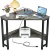 armocity Corner Desk Small Desk with Outlets Corner Table for Small Space Industrial Computer Desk with USB Ports Triangle Desk with Storage for