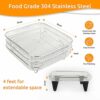 3-Layer Square Air Fryer Rack Including 4 Heighten Feet and Clip,Square Air Fryer Accessories,Compatible with Ninja Speedi COSORI 5.5L Instant Vo