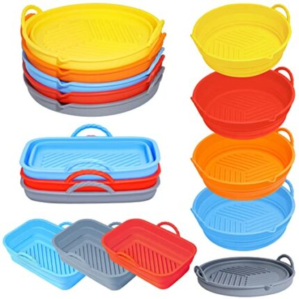 2 PCS Silicone Air Fryer Liner, Air Fryer Silicone Liners Reusable in Air Fryer Accessories, AirFryer Liners Compatible with Dual air Fryer. Feat