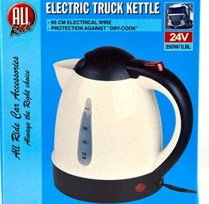 ALL RIDE HGV 24 V DC WHITE TRUCK KETTLE WITH UK DC PLUG 250W 0.8LTS CAPACITY