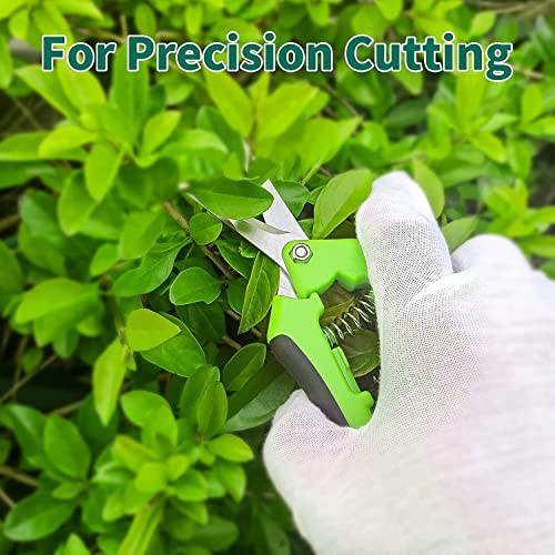 Jasni Professional Pruning Shears, Trimming Scissors - Straight Tip, Gardening Hand Pruner Pruning Shear Stainless Steel Blades with Spring-Loade
