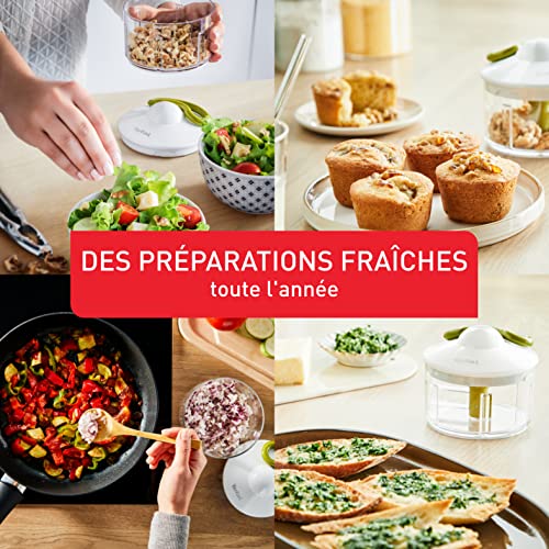 Tefal K1330404 Manual Food Chopper and Mixer with Stainless Steel Blades for Vegetables, Onions, Herbs and Nuts, 5 Second Chopper, 500 ml, Green