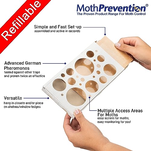 MothPrevention MOTH TRAP FOR CLOTHES MOTHS | 3-Pack | Refillable, Odor-free & Natural from