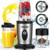 TENKER Personal Blender for Shakes and Smoothies, 850W Smoothie Bullet Blender for Kitchen with Small Cup Blender Grinder, 2 * 17Oz To-Go Cups an