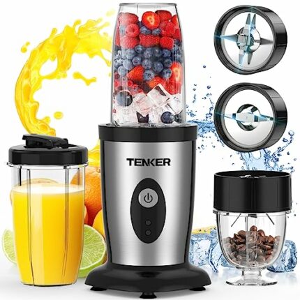 TENKER Personal Blender for Shakes and Smoothies, 850W Smoothie Bullet Blender for Kitchen with Small Cup Blender Grinder, 2 * 17Oz To-Go Cups an